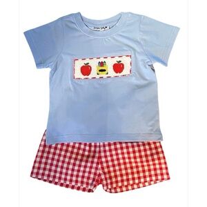 Back to School Hand Smocked Shorts Set